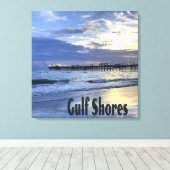 Gulf Shores Alabama Beach Sunrise Pier Canvas Afdruk (Insitu (Houten vloer))