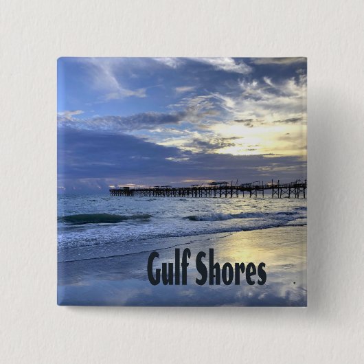 Gulf Shores Alabama Beach Sunrise Pier Vierkante Button 5,1 Cm (Voorkant)