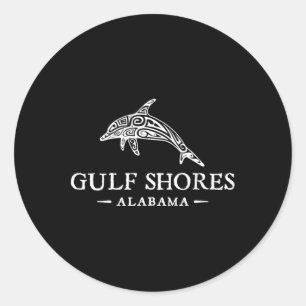 Gulf Shores Alabama Retro Dolfijn Reisvakantie Ronde Sticker