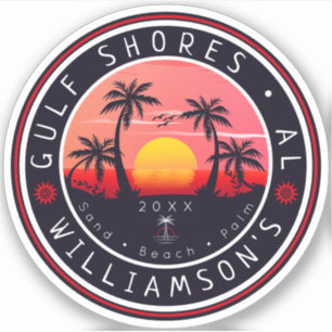 Gulf Shores Alabama Retro Sunset Souvenirs 80s Sticker