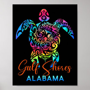 Gulf Shores Alabama Zeeschildpad Familie Vakantie Poster