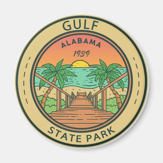 Gulf State Park Alabama Circle Badge Magneet (Voorkant)