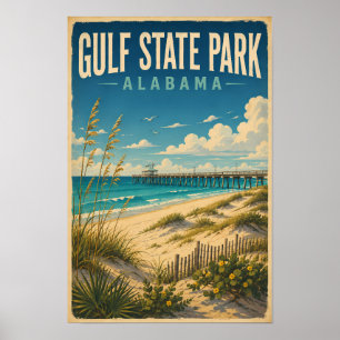 Gulf State Park Alabama Illustratie Reis Kunst Poster