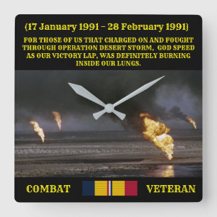 GULF WAR VET CLOCK VIERKANTE KLOK