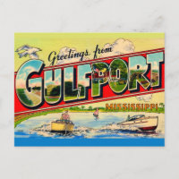 Gulfport Mississippi Retro Groeten Ansichtkaart