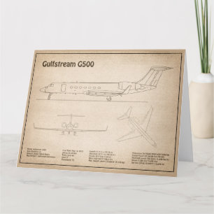 Gulfstream G500 - Vliegtuigblauwdruk Plannen SD Bedankkaart