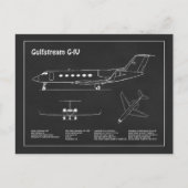 Gulfstream G-IV - Plannen voor vliegtuigblauwdruk Briefkaart (Voorkant)