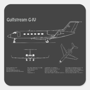 Gulfstream G-IV - Plannen voor vliegtuigblauwdruk  Vierkante Sticker