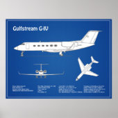 Gulfstream G-IV - Vliegtuigblauwdrukplannen ABD Poster (Voorkant)