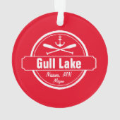 Gull Lake Minnesota-anker, peddels-stad en naam Ornament (achterkant)