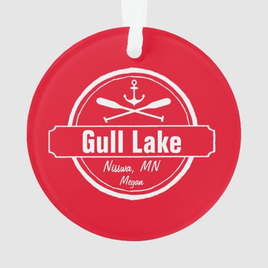 Gull Lake Minnesota-anker, peddels-stad en naam Ornament (achterkant)