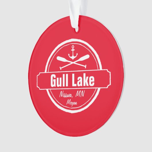 Gull Lake Minnesota-anker, peddels-stad en naam Ornament (voorkant)