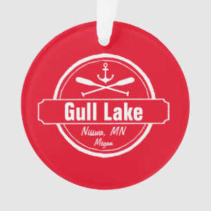 Gull Lake Minnesota-anker, peddels-stad en naam Ornament