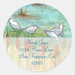 Gull Vogel Natuur Tekening Retouradres Ronde Sticker