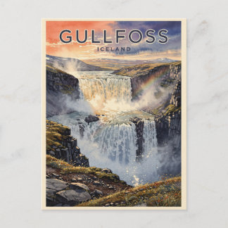 Gullfoss IJsland Waterval Vintage Briefkaart