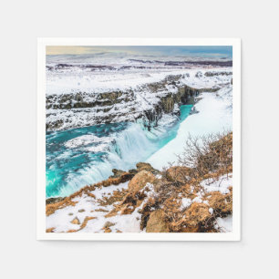 Gullfoss IJsland Waterval Winterlandschap Besneeuw Servet