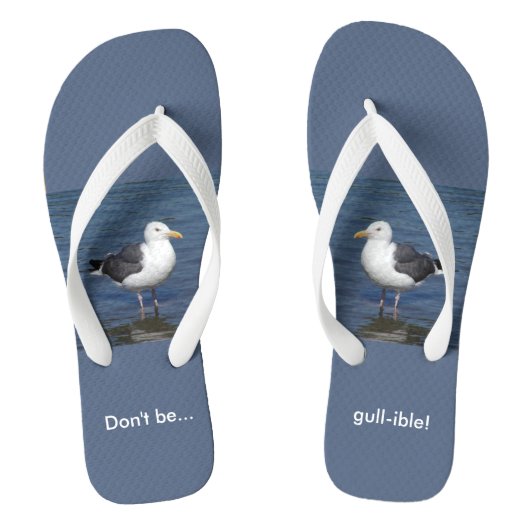 Gullible Wading Seagull Humor Funny Teenslippers (Voetbed)