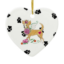 Gulliver's Angels Chihuahua Ceramic Heart Ornament