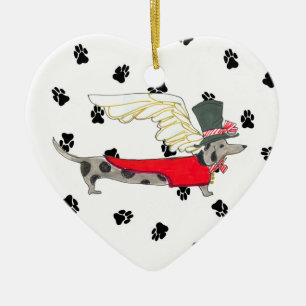 Gulliver's Angels Dapple Dachshund Ceramic Heart Keramisch Ornament