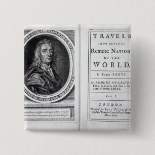 'Gulliver's Travels' door Jonathan Swift, 1726 Vierkante Button 5,1 Cm