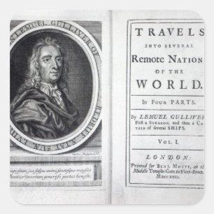 'Gulliver's Travels' door Jonathan Swift, 1726 Vierkante Sticker