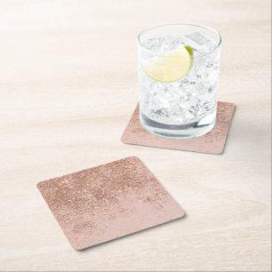 Gullle roos glitter marmer vierkante kartonnen onderzetter