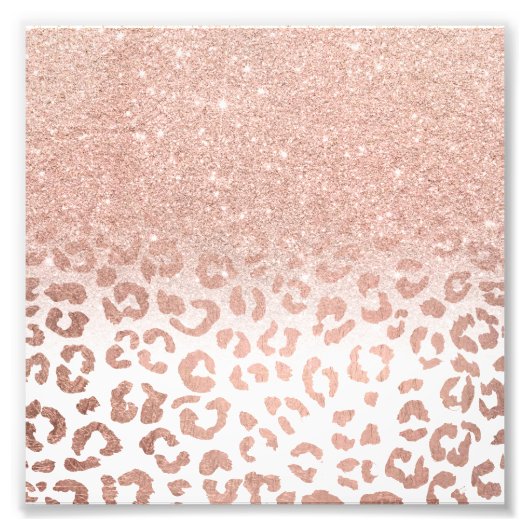 Gullle roos glitter ombre leopard foto afdruk (Voorkant)