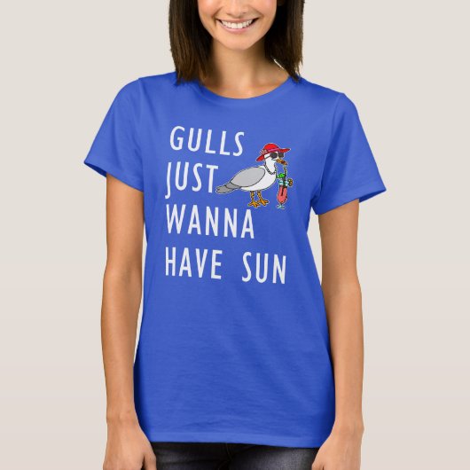 Gulls willen gewoon zon hebben t-shirt (Voorkant)
