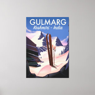 Gulmarg Kashmiri India Ski poster Canvas Afdruk