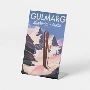 Gulmarg Kashmiri India Ski poster Notitieboek Reclamebord Met Voetstuk