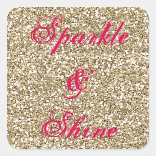 Guls en warmroze glitter Sparkle and Shine Vierkante Sticker (Voorkant)