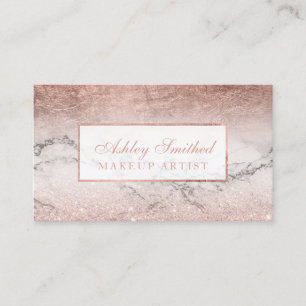 Gulzend roos glitter foil marble ombre mamake up visitekaartje