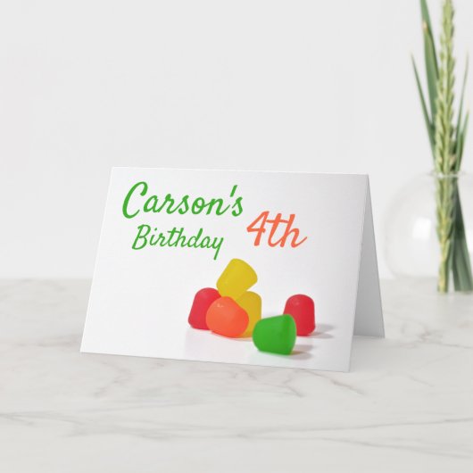 Gum Drops Birthday Party Invitation Snoep Kaart (Voorkant)
