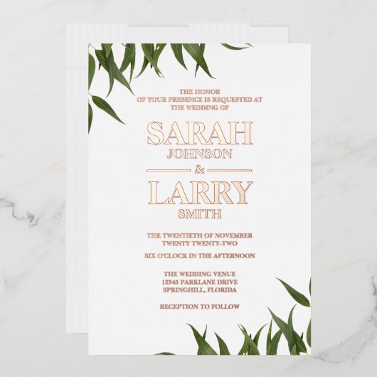 Gum Leaf en Elegant Gold Traditional Wedding Folie Uitnodiging (Envelop)