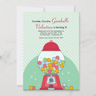 Gumball Machine Birthday Party Invitation Kaart