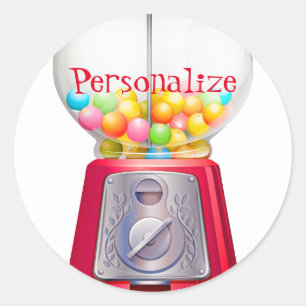 Gumball machine bubblegum  schattig rood ronde sticker