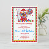 Gumball Machine Candy Lollipop douce Invitation (Debout devant)