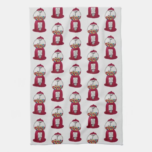 Gumball Machine Retro Snoep Shop Pattern Theedoek (Verticaal)
