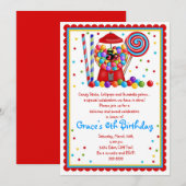 Gumball Machine Snoep Lollipop - zoete uitnodiging (Voorkant / Achterkant)