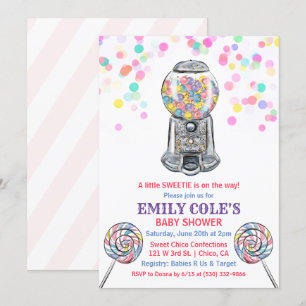 Gumball Snoep Sweet Baby shower Invitation Kaart