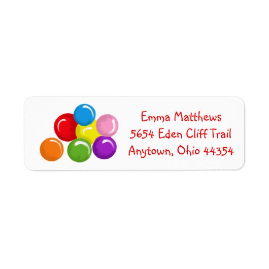 Gumballs retourneren adreslabels etiket (Voorkant)
