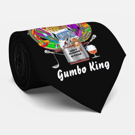 Gumbo King Mardi Gras Uitzicht Hints alstublieft Stropdas (Opgerold)