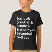 Gumbo, Rivierkreeft, Boudin Louisiana Food Humor T-shirt (Voorkant)