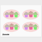 Gumdrop Cupcakes Ovale Sticker (Vel)