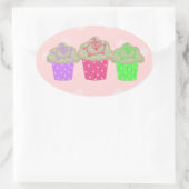 Gumdrop Cupcakes Ovale Sticker (Tas)