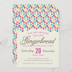Gumdrops & Gingerbrood House Decorting Party Kaart