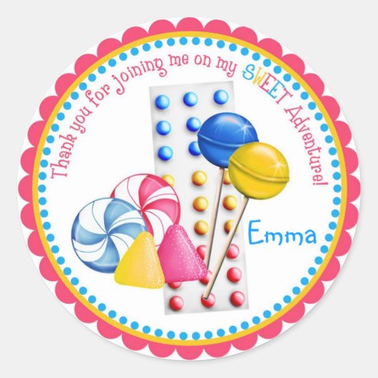 Gumdrops, Lollipops en Snoepjes Buttonnen Stickers (Voorkant)