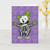Gummibär Skeleton Halloween Card Kaart (Gele Bloem)