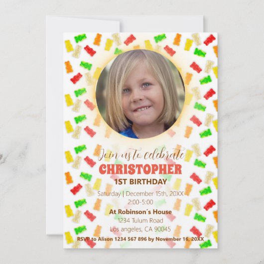 Gummies & Confetti Invitation d'anniversaire (Devant)