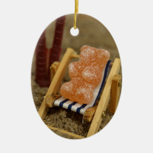Gummy Beer die op strand terugvalt Keramisch Ornament